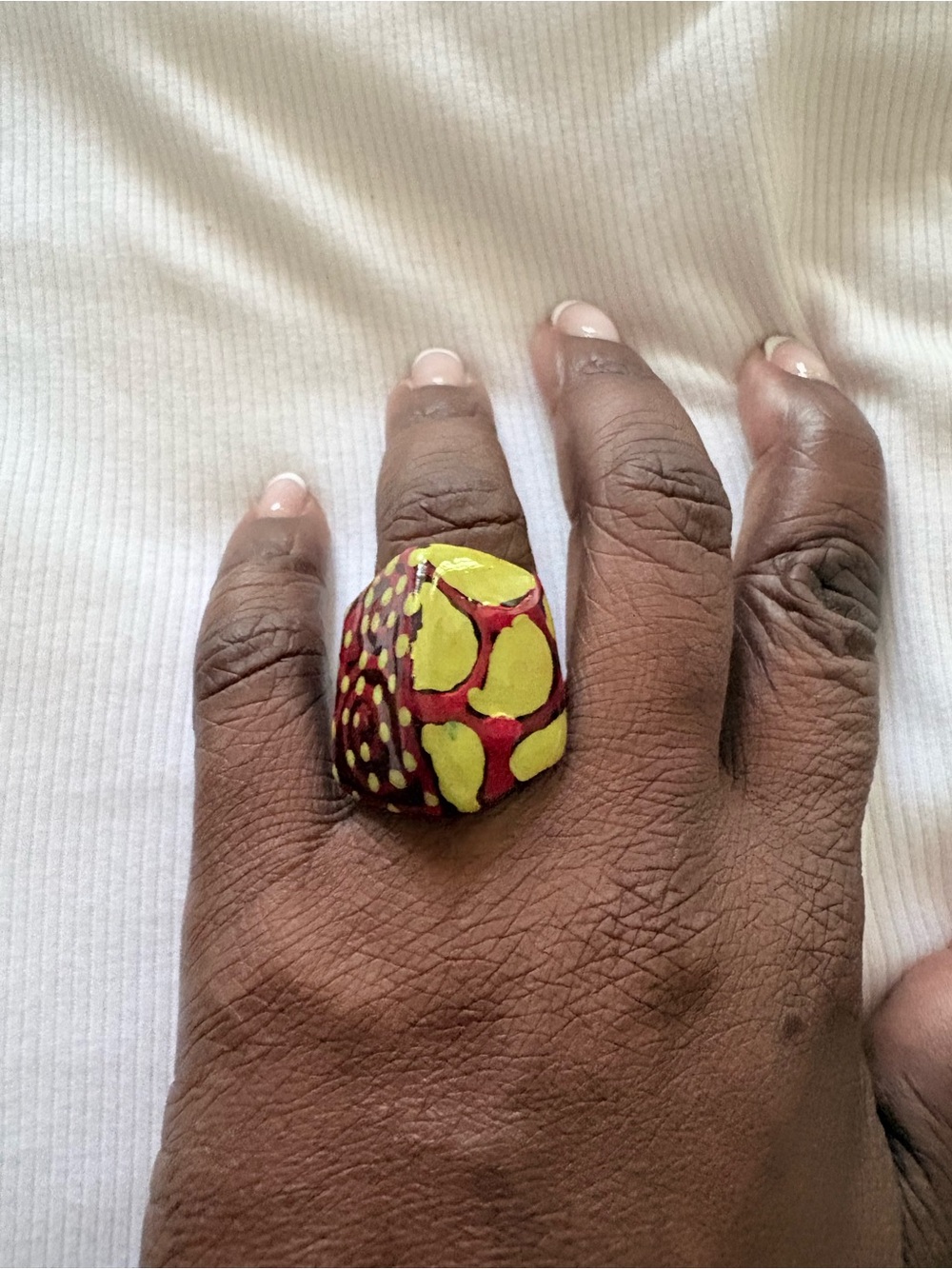 Handcrafted Chunky Resin Afrocentric Statement Ring.